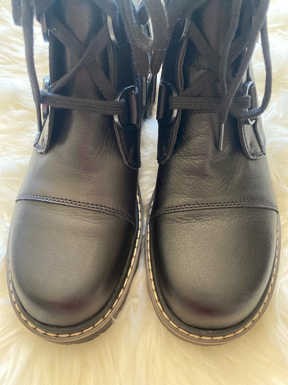 NEW Sorel Joan Now Waterproof Combat Boot Boots Lace Up Leather Black Size 10 - Picture 9 of 16